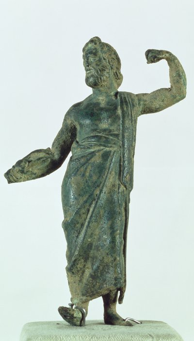 Shamifigur, möjligen Zeus eller Poseidon, återhämtat sig från det förstörda templet i staden Nehavand (känd som Laodicea), Iran (brons) av Parthian School