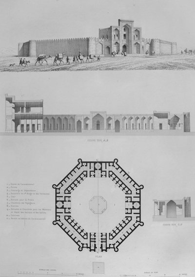 Amin Abad caravanserai av Pascal Coste av Pascal Coste