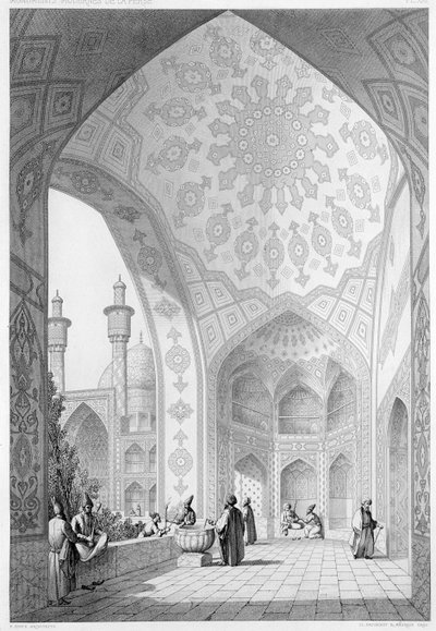 Vestibulen till huvudingången till Medrese-i-Shah-Hussein, Isfahan, skylt 21 från 