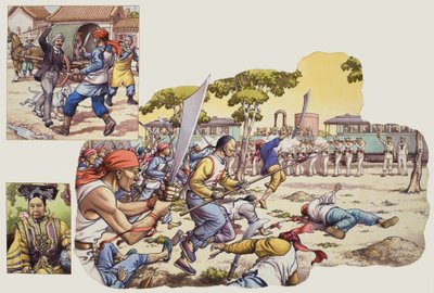 Chinesische Boxer von Pat (1907-95) Nicolle