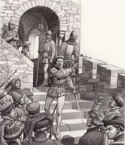 Coluccio Salutai in Florenz (Gouache auf Papier) von Pat (1907-95) Nicolle