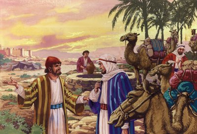 Eliezer kommt am Brunnen an von Pat (1907-95) Nicolle