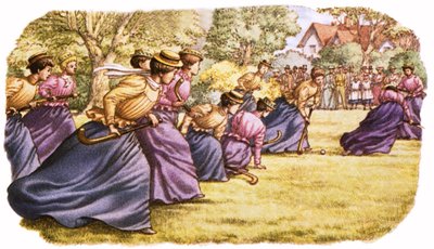 Hockey, gespielt von Frauen in langen Röcken von Pat (1907-95) Nicolle