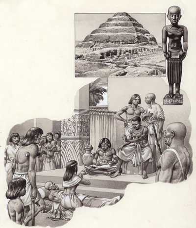 Imhotep "der gute Arzt" gibt einem kranken Mann Ratschläge von Pat (1907-95) Nicolle