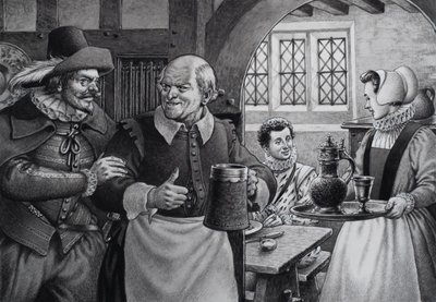 Poor Hospitality (gouache på papper) av Pat (1907-95) Nicolle