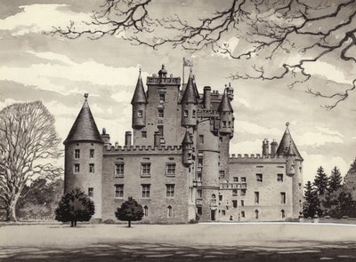 Glamis Castle (gouache på papper) av Pat (1907-95) Nicolle
