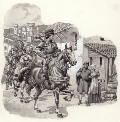 Sigismondo Malatesta, italiensk legosoldat (gouache på papper) av Pat (1907 95) Nicolle