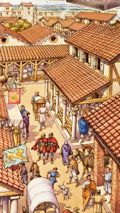 Typische Londoner Straße in römischer Zeit von Pat (1907-95) Nicolle