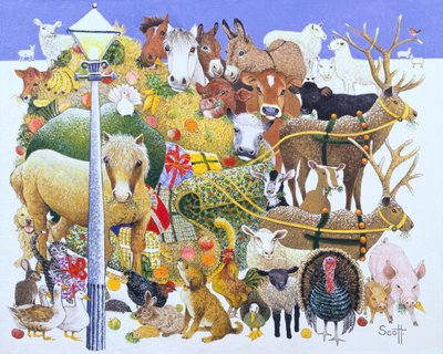 A Christmas Feast (olja på duk) av Pat Scott