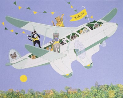 Cat Air Show (akryl på duk) av Pat Scott
