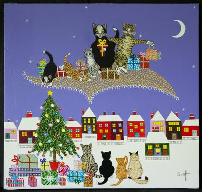 Christmas Magic (akryl på calico) av Pat Scott