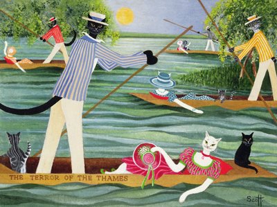 Those Summer Punts (olja på duk) av Pat Scott