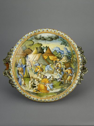 Bassäng med samlingen av Manna, troligen Urbino, c.1600-20 (maiolica) av Patanazzi Workshop