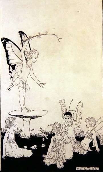 Fairy Lessons (penna och bläck på papper) av Patricia Beeman Ardley
