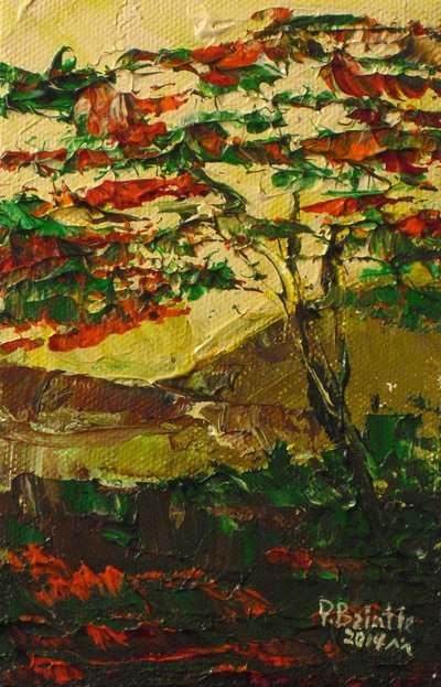 Flamboyant en fleur, 2014 (akryl på duk) av Patricia Brintle