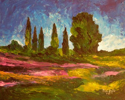 Lavendel blommar, 2009 (akryl på duk) av Patricia Brintle
