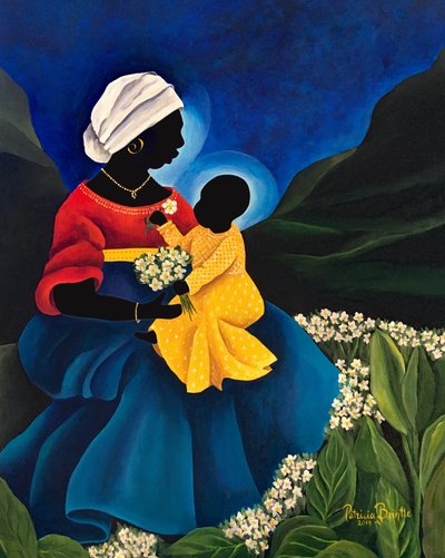 Madonna och barn med tusenskönor, 2019 av Patricia Brintle