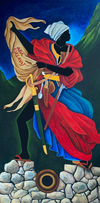 Marie Jeanne Lamartiniere på fortet, 2021 (akryl på duk) av Patricia Brintle