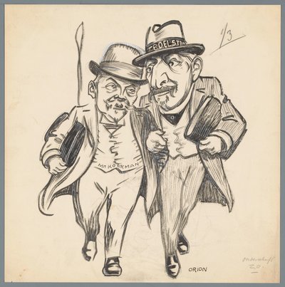 Troelstra och Kolkman Romantisk kärlek vid författningsreformen (titel på objekt) av Patricq Kroon (signed by artist)