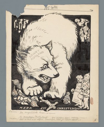 Rysk björn förstör kyrkorna The Unlicked Bear (titel på objekt) av Patricq Kroon