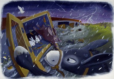 Djur och Noes ark under syndafloden, illustration av Patrizia La Porta. av Patrizia La Porta