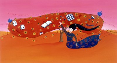 Ung flicka har ett träd - illustration av Patrizia La Porta av Patrizia La Porta