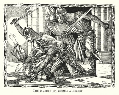 Mordet på Thomas a Becket (litografi) av Patten (after) Wilson