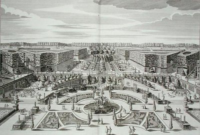 The Great Cascade of the Princely Pleasure Palace and Gardens, Berlin, graverad av Karl Remshard (1678-1735), publicerad c.1711-16 (gravyr) av Paul Decker