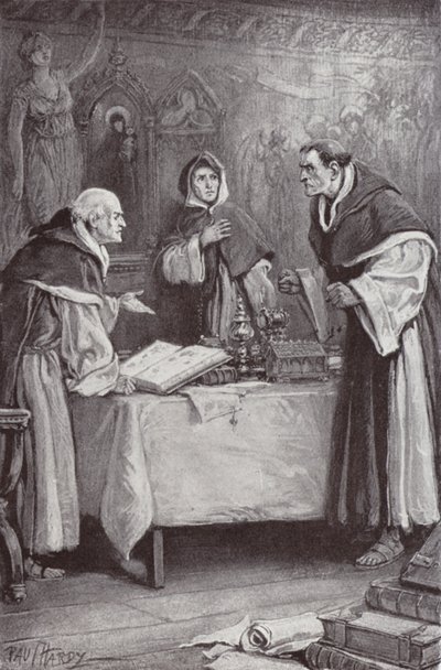 Illustration för klostret och härden av Charles Reade (litho) av Paul (after) Hardy