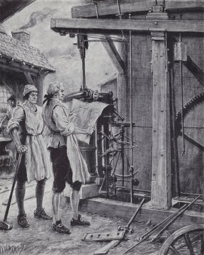 James Watt på jobbet på ångmaskinen av Paul (after) Hardy