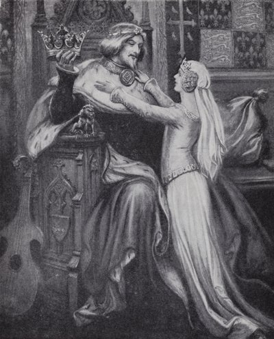 Kung Richard II med den unga Isabella av Valois (litho) av Paul (after) Hardy