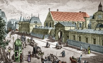 Vue du Conservatoire des Arts et metiers (Cnam) a Paris, rue saint Martin a Paris - (Utsikt över konservatoriet för konst och hantverk i Paris) Graverad av Alexis Martin av Paul (after) Merwart