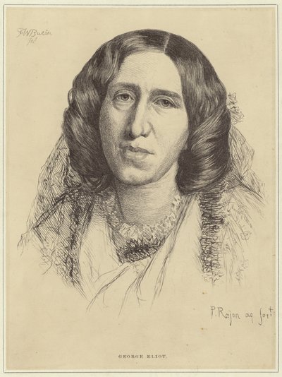 Porträtt av George Eliot av Paul Adolphe Rajon