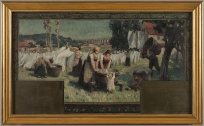 Skiss till stadshuset i Arcueil-Cachan: Les Blanchisseuses av Paul Albert Baudouin
