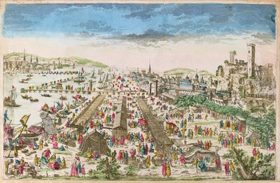 Mässan i Beaucaire och utsikt över Tarascon av Paul André Basset