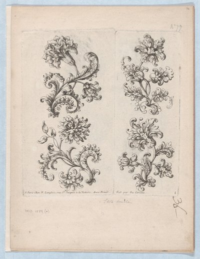 Serie av små blomstermotiv, tavla 1, ca. 1670-85., ca. 1670-85. av Paul Androuet Du Cerceau