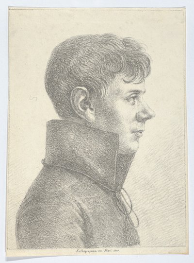 Porträtt av en ung man i profil, 1808., 1808. av Paul Anton Skerl