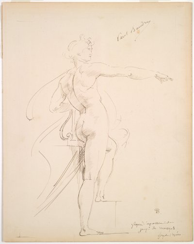 Studie av Apollo för Marsyas recto, Face in Profile tergo, sent 1860-tal. av Paul Baudry