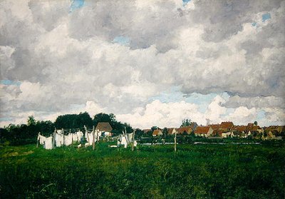 Mecklenburg, Landskap med den lilla staden Schwann på Warnow av Paul Baum