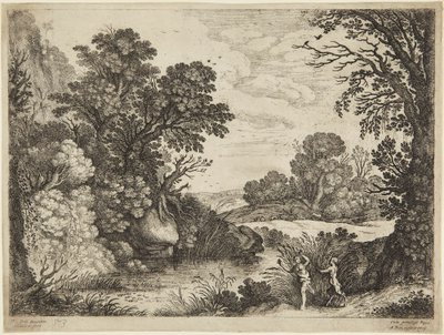 Nymf och satyr av Paul Bril