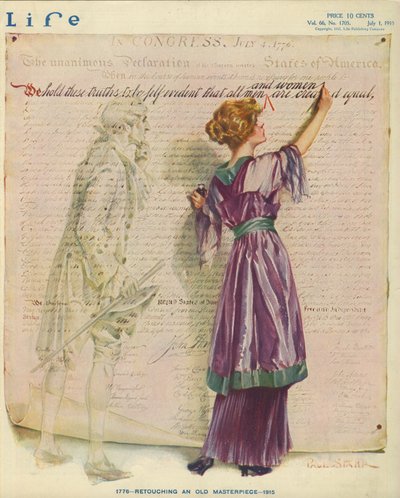 1776 - Retuschering av ett gammalt mästerverk - 1915, omslag till tidningen Life av Paul C. Stahr