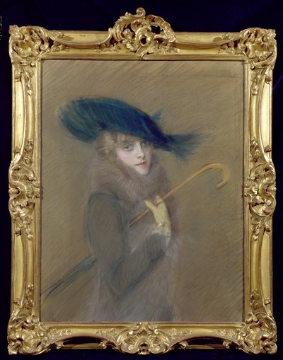 Elegant Lady (pastell på papper) av Paul Cesar Helleu