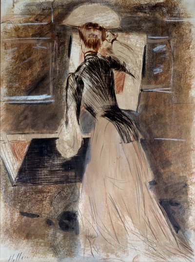 Hellängdsporträtt av Madeleine Carlier. Paul Helleu (1859-1927), 1900-talet. Bayonne, Bonnat-museet av Paul Cesar Helleu