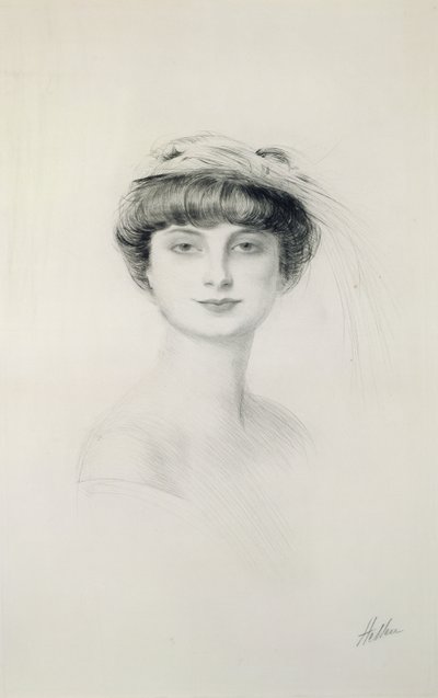 Porträtt av Anna de Noailles (1876-1933) (torrnål på papper) av Paul Cesar Helleu