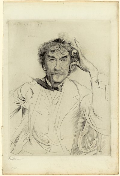 Porträtt av James McNeill Whistler av Paul Cesar Helleu