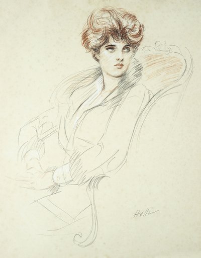 Porträtt av en kvinna, sittande, av Paul Cesar Helleu