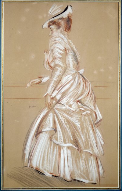 Porträtt av en kvinna i vitt. Teckning av Paul Helleu (1859 - 1927), 1900-talet. Bayonne, Musée Bonnat av Paul Cesar Helleu