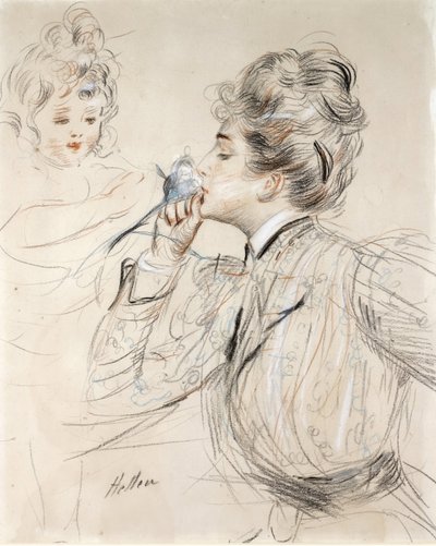 Parfymen (träkol, pastell och sangvin på kartong av Paul Cesar Helleu