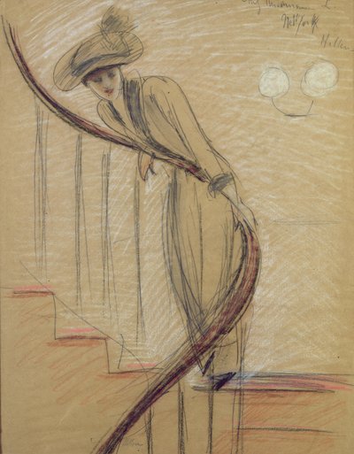 Trappan (krita på papper) av Paul Cesar Helleu