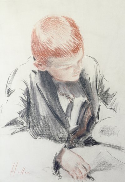 Den unga finsmakaren (röd och svart krita på papper) av Paul Cesar Helleu